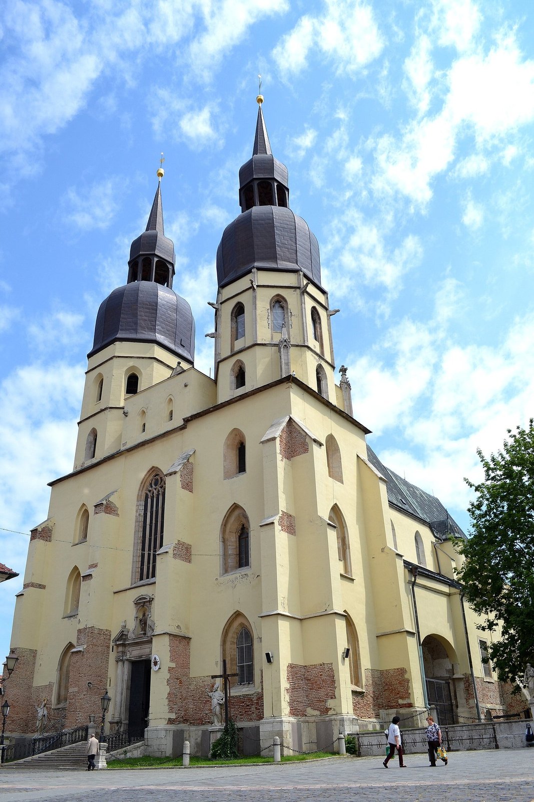 Gothic Basilica of St. Nicholas in Trnava with two towers